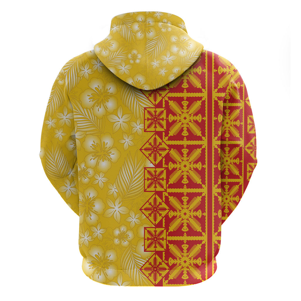 Kahili Quilt Hawaii Zip Hoodie Tropical Flower Seamless Half Style