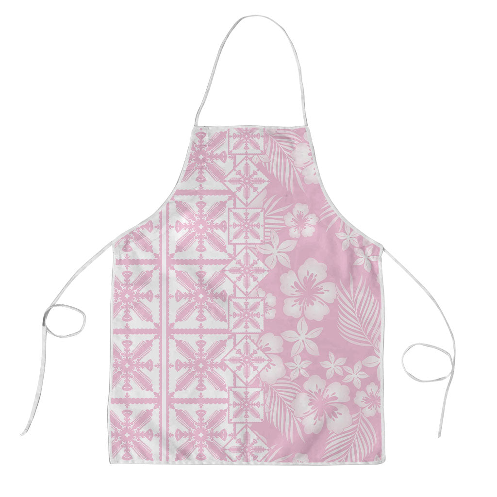 Pastel Pink Kahili Quilt Hawaii Apron Tropical Flower Seamless Half Style