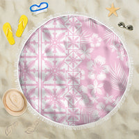 Pastel Pink Kahili Quilt Hawaii Beach Blanket Tropical Flower Seamless Half Style
