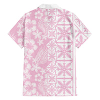 Pastel Pink Kahili Quilt Hawaii Family Matching Off Shoulder Maxi Dress and Hawaiian Shirt Tropical Flower Seamless Half Style LT14 - Polynesian Pride
