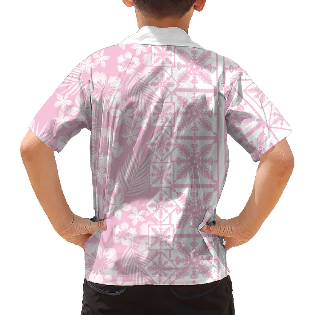 Pastel Pink Kahili Quilt Hawaii Family Matching Summer Maxi Dress and Hawaiian Shirt Tropical Flower Seamless Half Style LT14 - Polynesian Pride