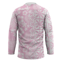 Pastel Pink Kahili Quilt Hawaii Hockey Jersey Tropical Flower Seamless Half Style