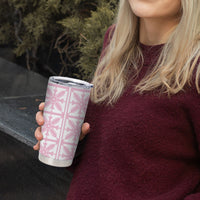 Pastel Pink Kahili Quilt Hawaii Tumbler Cup Tropical Flower Seamless Half Style