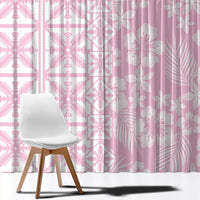 Pastel Pink Kahili Quilt Hawaii Window Curtain Tropical Flower Seamless Half Style