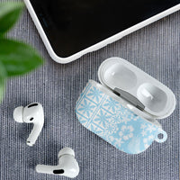 Pastel Blue Kahili Quilt Hawaii AirPods Case Tropical Flower Seamless Half Style