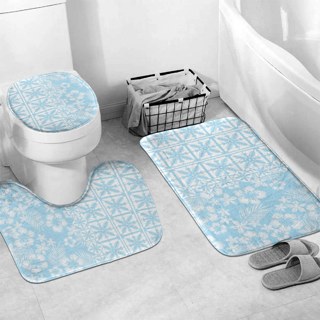 Pastel Blue Kahili Quilt Hawaii Bathroom Set Tropical Flower Seamless Half Style