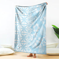 Pastel Blue Kahili Quilt Hawaii Blanket Tropical Flower Seamless Half Style LT14 - Polynesian Pride