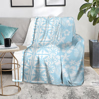 Pastel Blue Kahili Quilt Hawaii Blanket Tropical Flower Seamless Half Style LT14 - Polynesian Pride