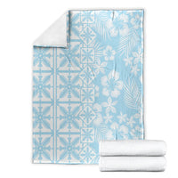 Pastel Blue Kahili Quilt Hawaii Blanket Tropical Flower Seamless Half Style LT14 - Polynesian Pride