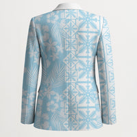 Pastel Blue Kahili Quilt Hawaii Blazer Tropical Flower Seamless Half Style LT14 - Polynesian Pride
