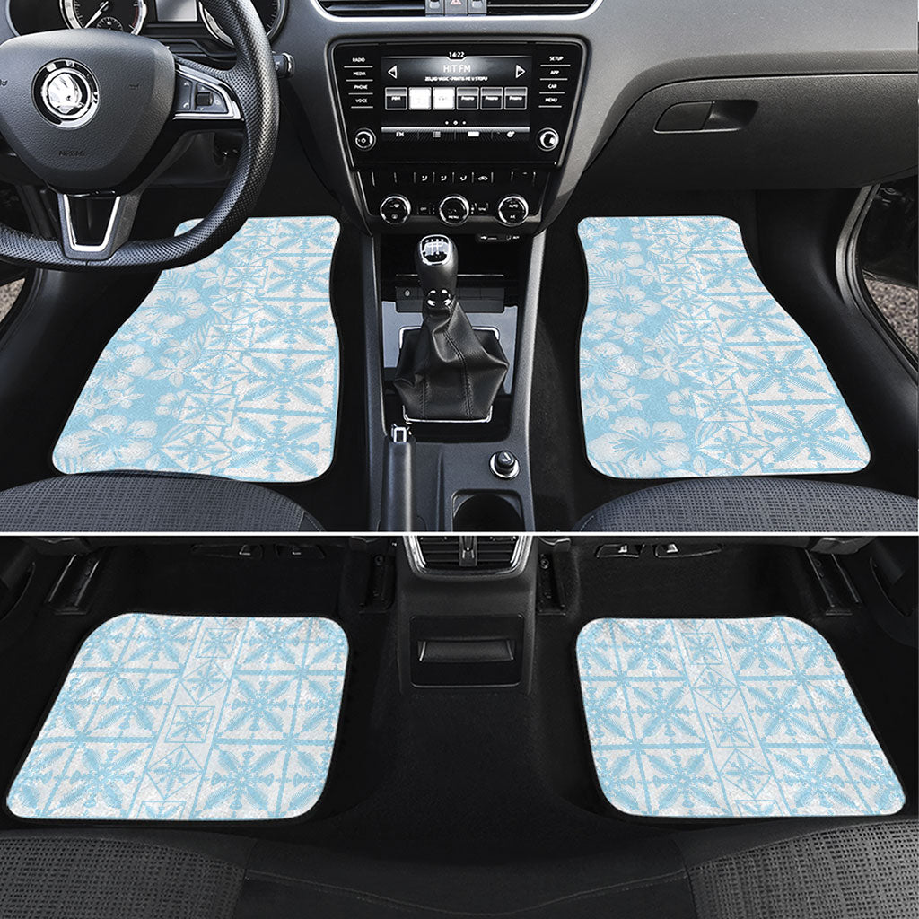 Pastel Blue Kahili Quilt Hawaii Car Mats Tropical Flower Seamless Half Style LT14 Set 4pcs Blue - Polynesian Pride