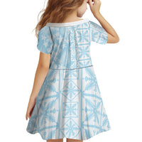 Pastel Blue Kahili Quilt Hawaii Family Matching Off Shoulder Maxi Dress and Hawaiian Shirt Tropical Flower Seamless Half Style LT14 - Polynesian Pride