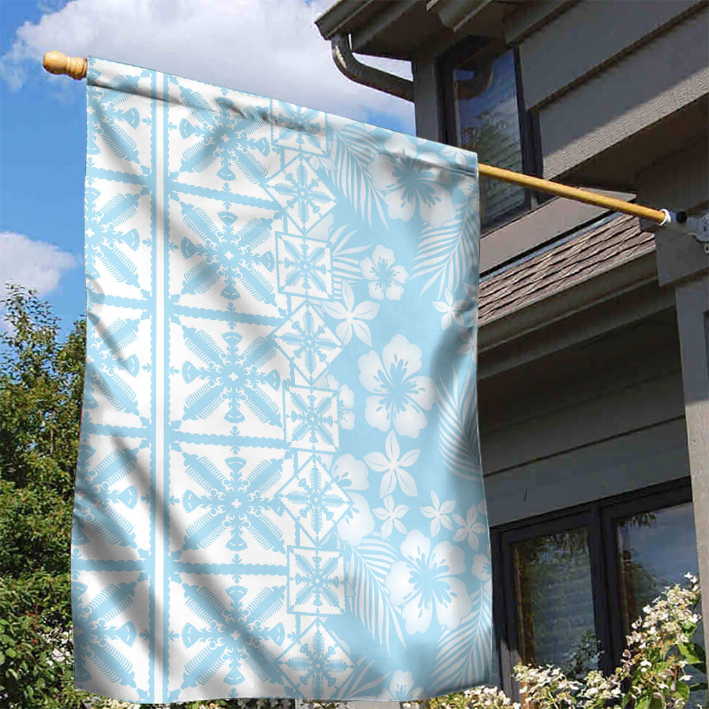 Pastel Blue Kahili Quilt Hawaii Garden Flag Tropical Flower Seamless Half Style