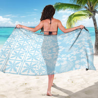 Pastel Blue Kahili Quilt Hawaii Sarong Tropical Flower Seamless Half Style