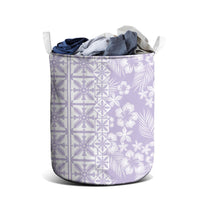Pastel Purple Kahili Quilt Hawaii Laundry Basket Tropical Flower Seamless Half Style