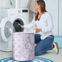 Pastel Purple Kahili Quilt Hawaii Laundry Basket Tropical Flower Seamless Half Style
