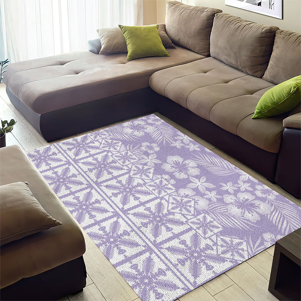 Pastel Purple Kahili Quilt Hawaii Area Rug Tropical Flower Seamless Half Style
