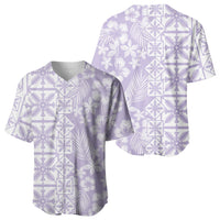 Pastel Purple Kahili Quilt Hawaii Baseball Jersey Tropical Flower Seamless Half Style