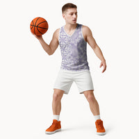 Pastel Purple Kahili Quilt Hawaii Basketball Jersey Tropical Flower Seamless Half Style LT14 - Polynesian Pride