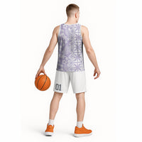 Pastel Purple Kahili Quilt Hawaii Basketball Jersey Tropical Flower Seamless Half Style LT14 - Polynesian Pride