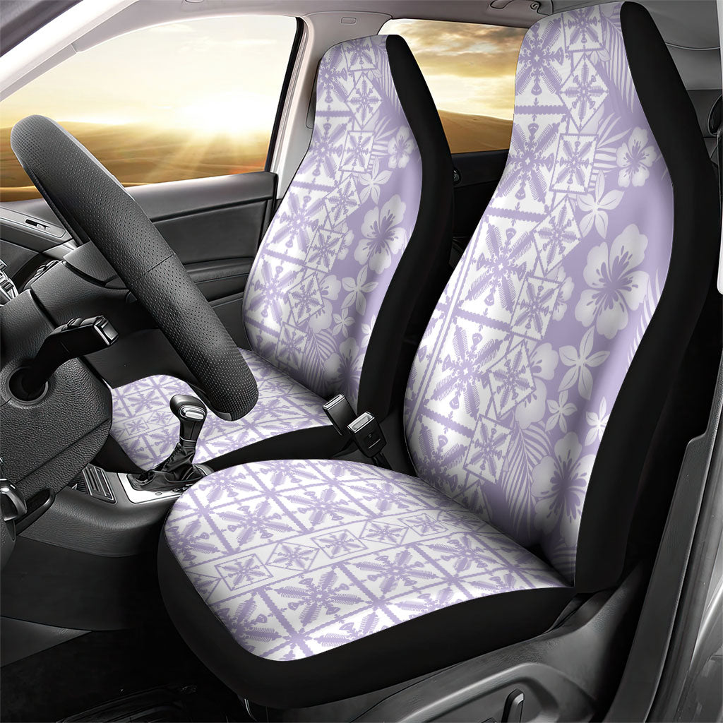 Pastel Purple Kahili Quilt Hawaii Car Seat Cover Tropical Flower Seamless Half Style LT14 - Polynesian Pride