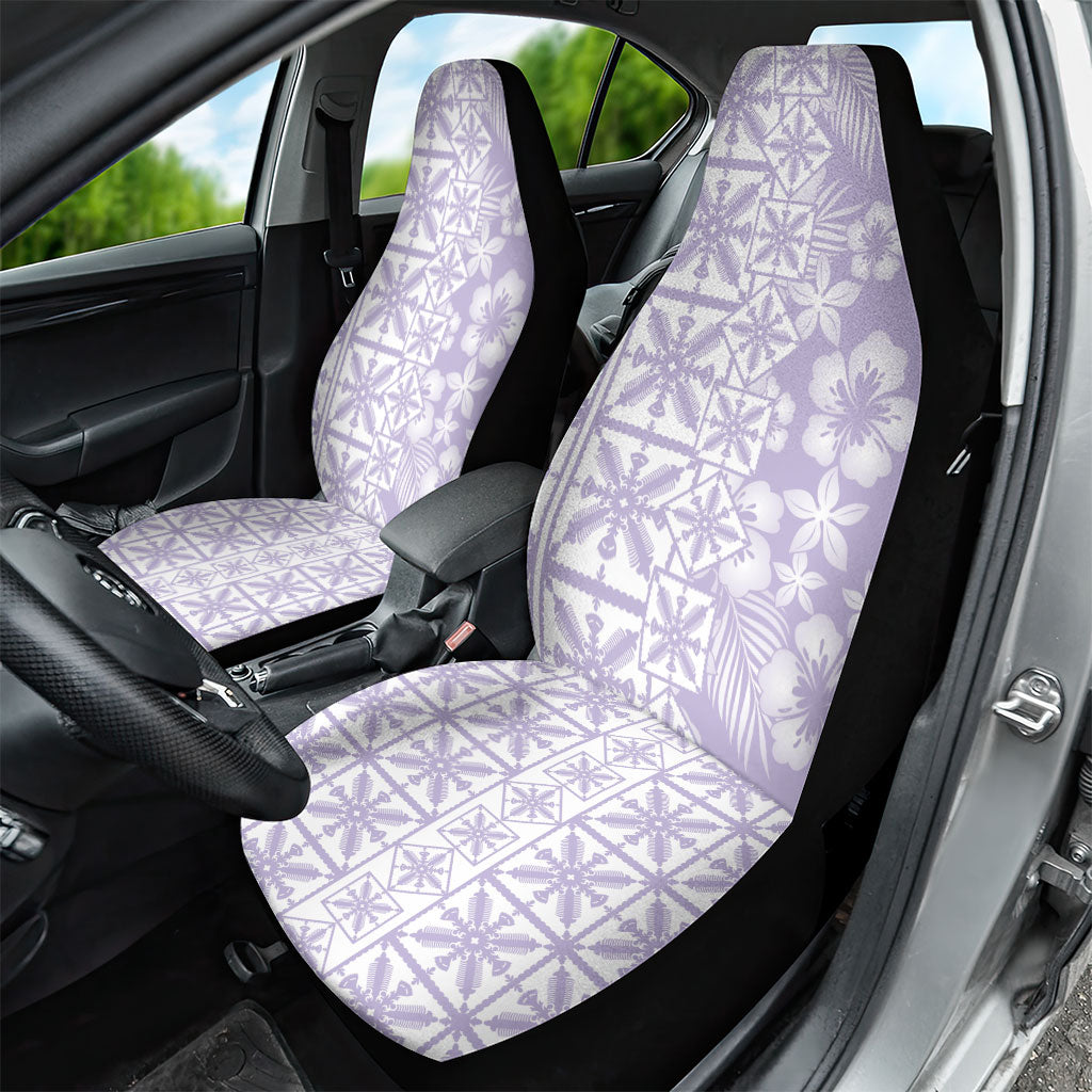 Pastel Purple Kahili Quilt Hawaii Car Seat Cover Tropical Flower Seamless Half Style LT14 - Polynesian Pride