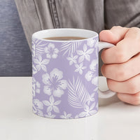 Pastel Purple Kahili Quilt Hawaii Ceramic Mug Tropical Flower Seamless Half Style