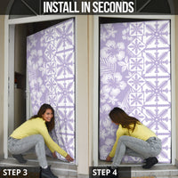 Pastel Purple Kahili Quilt Hawaii Door Cover Tropical Flower Seamless Half Style