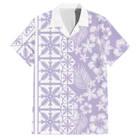 Pastel Purple Kahili Quilt Hawaii Family Matching Mermaid Dress and Hawaiian Shirt Tropical Flower Seamless Half Style LT14 Dad's Shirt - Short Sleeve Purple - Polynesian Pride