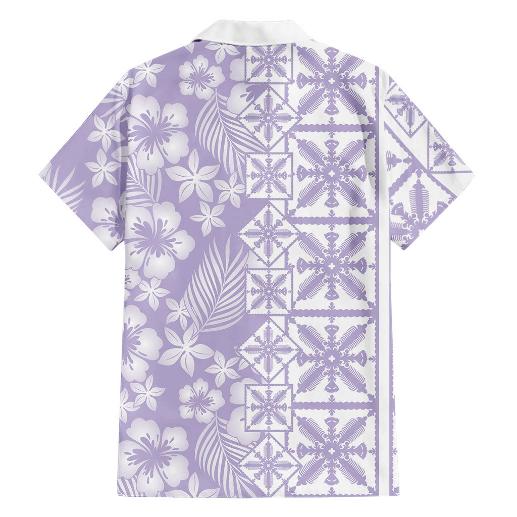 Pastel Purple Kahili Quilt Hawaii Family Matching Off Shoulder Maxi Dress and Hawaiian Shirt Tropical Flower Seamless Half Style LT14 - Polynesian Pride