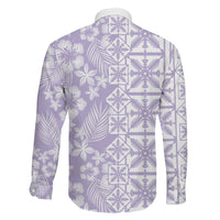 Pastel Purple Kahili Quilt Hawaii Family Matching Tank Maxi Dress and Hawaiian Shirt Tropical Flower Seamless Half Style LT14 - Polynesian Pride