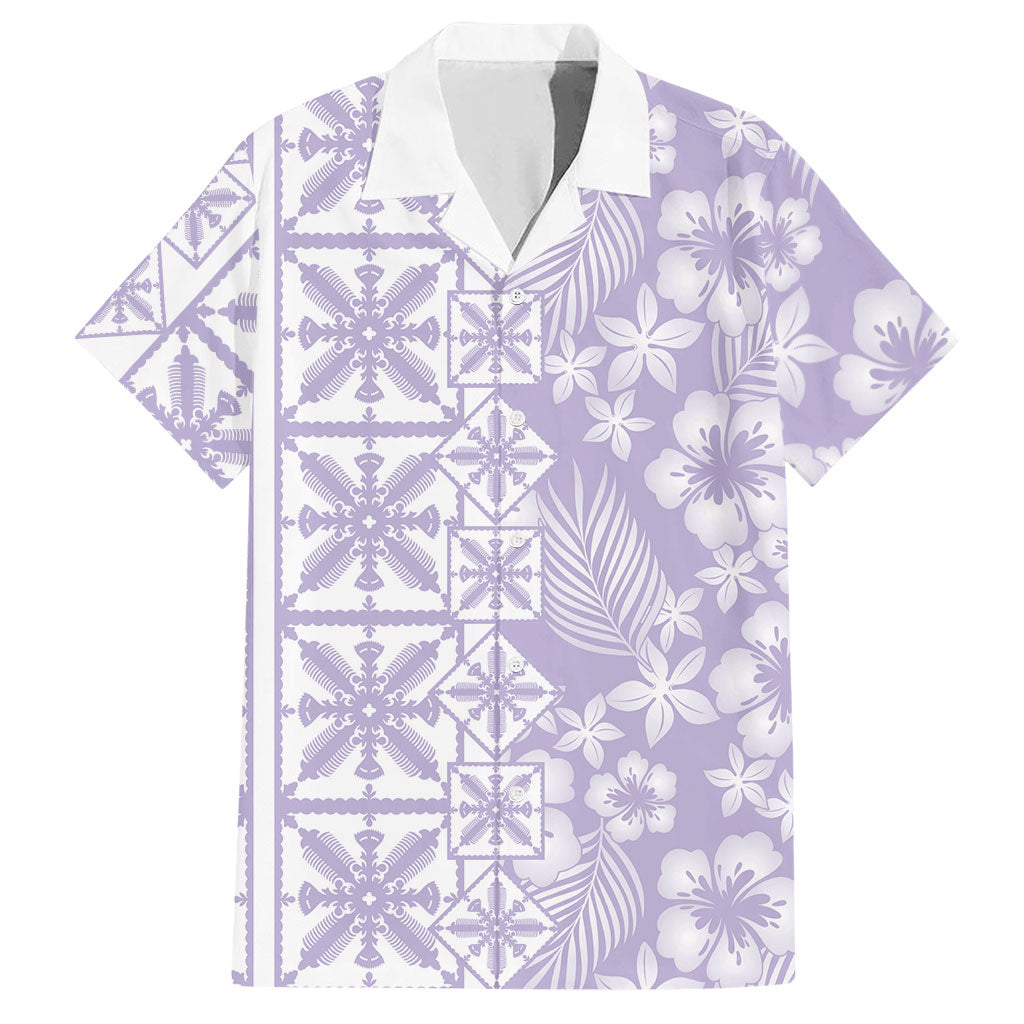 Pastel Purple Kahili Quilt Hawaii Hawaiian Shirt Tropical Flower Seamless Half Style