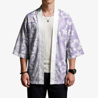 Pastel Purple Kahili Quilt Hawaii Kimono Tropical Flower Seamless Half Style