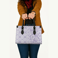 Pastel Purple Kahili Quilt Hawaii Leather Bag Tropical Flower Seamless Half Style