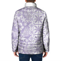 Pastel Purple Kahili Quilt Hawaii Padded Jacket Tropical Flower Seamless Half Style