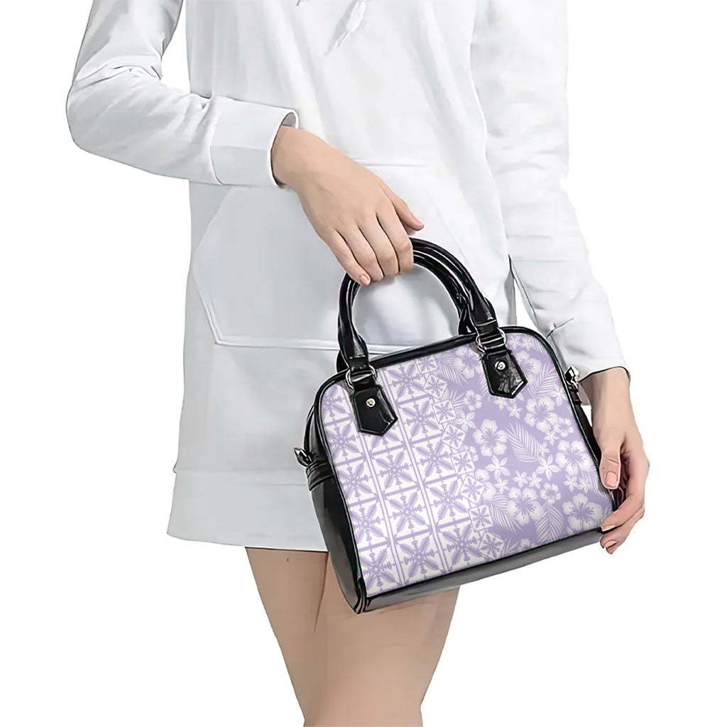 Pastel Purple Kahili Quilt Hawaii Shoulder Handbag Tropical Flower Seamless Half Style
