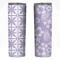 Pastel Purple Kahili Quilt Hawaii Skinny Tumbler Tropical Flower Seamless Half Style