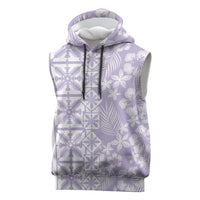 Pastel Purple Kahili Quilt Hawaii Sleeveless Hoodie Tropical Flower Seamless Half Style