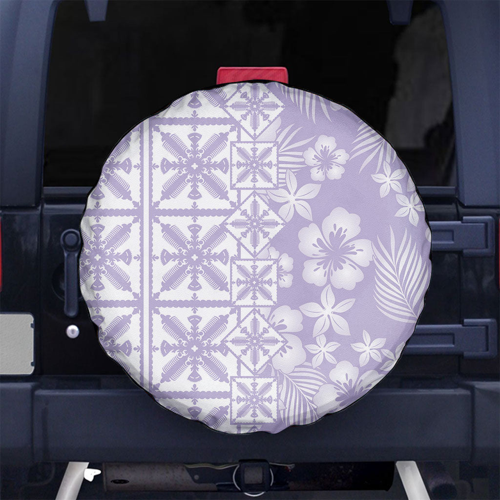 Pastel Purple Kahili Quilt Hawaii Spare Tire Cover Tropical Flower Seamless Half Style
