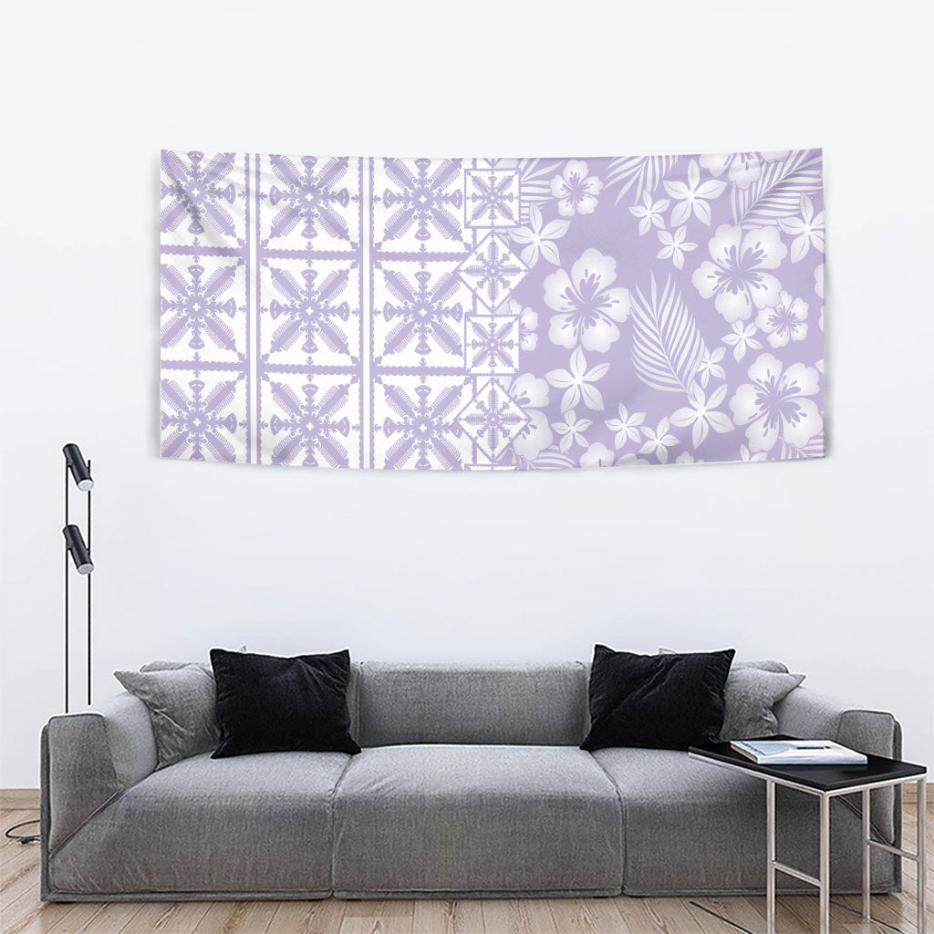 Pastel Purple Kahili Quilt Hawaii Tapestry Tropical Flower Seamless Half Style
