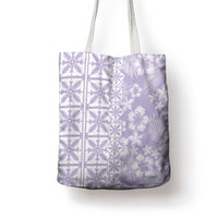 Pastel Purple Kahili Quilt Hawaii Tote Bag Tropical Flower Seamless Half Style