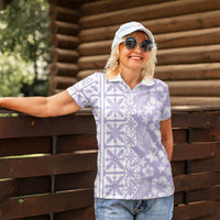 Pastel Purple Kahili Quilt Hawaii Women Polo Shirt Tropical Flower Seamless Half Style