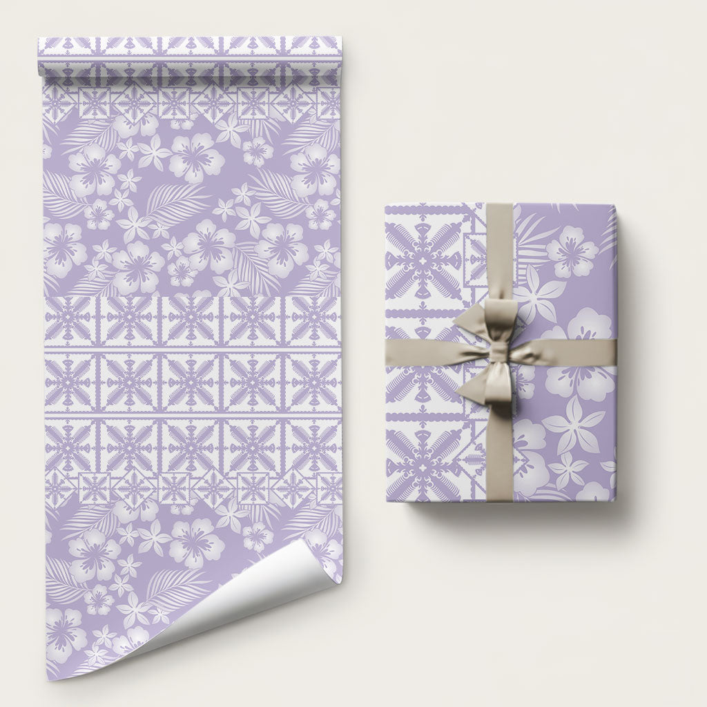 Pastel Purple Kahili Quilt Hawaii Wrapping Paper Tropical Flower Seamless Half Style