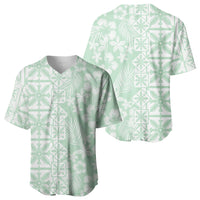 Pastel Green Kahili Quilt Hawaii Baseball Jersey Tropical Flower Seamless Half Style