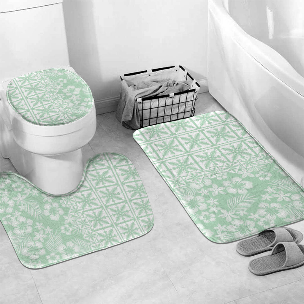Pastel Green Kahili Quilt Hawaii Bathroom Set Tropical Flower Seamless Half Style
