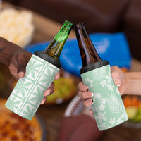 Pastel Green Kahili Quilt Hawaii 4 in 1 Can Cooler Tumbler Tropical Flower Seamless Half Style