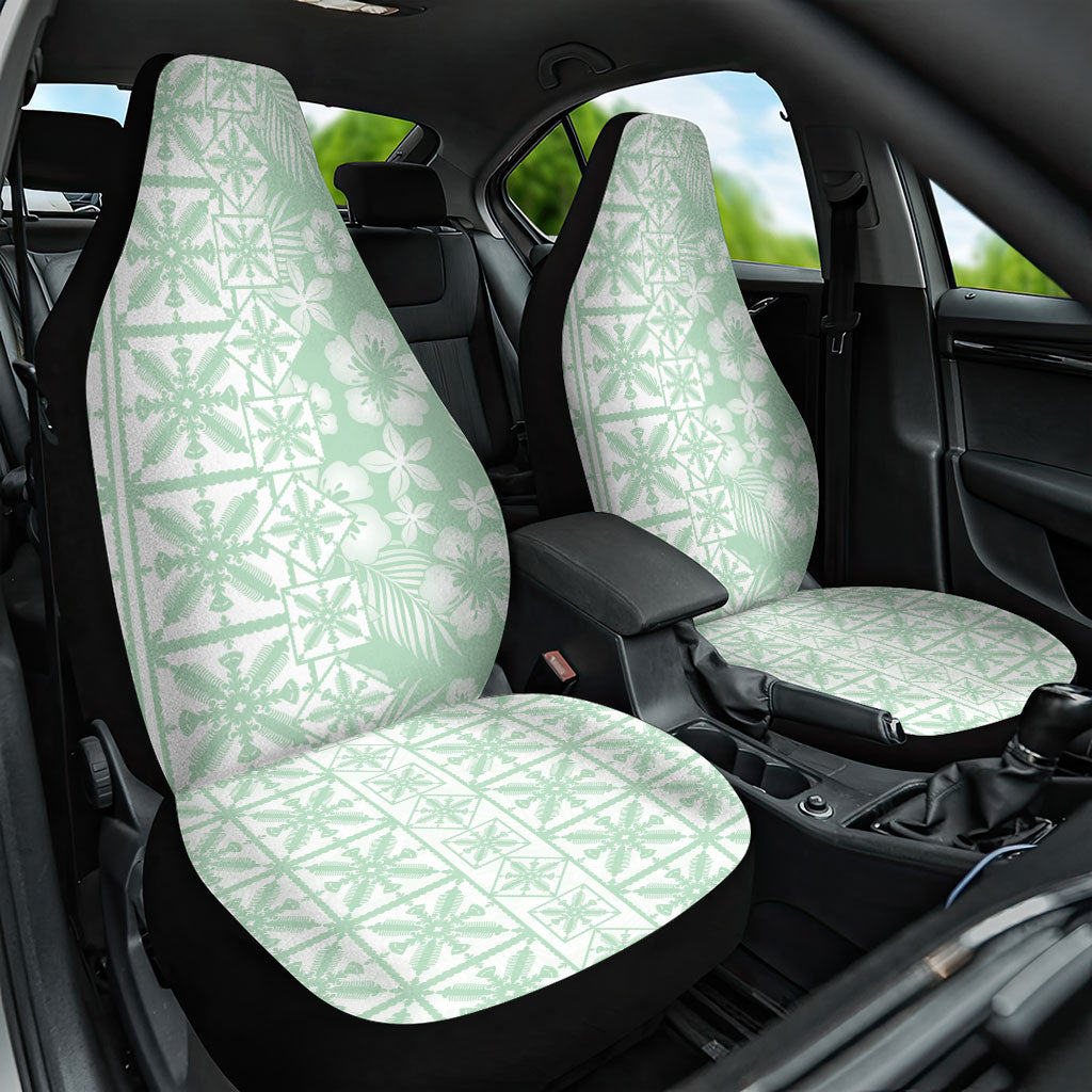 Pastel Green Kahili Quilt Hawaii Car Seat Cover Tropical Flower Seamless Half Style LT14 One Size Green - Polynesian Pride
