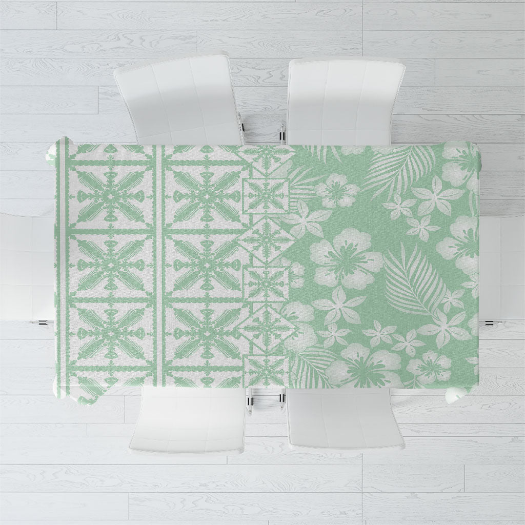 Pastel Green Kahili Quilt Hawaii Tablecloth Tropical Flower Seamless Half Style LT14 Green - Polynesian Pride