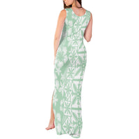 Pastel Green Kahili Quilt Hawaii Tank Maxi Dress Tropical Flower Seamless Half Style
