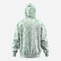 Pastel Green Kahili Quilt Hawaii Zip Hoodie Tropical Flower Seamless Half Style